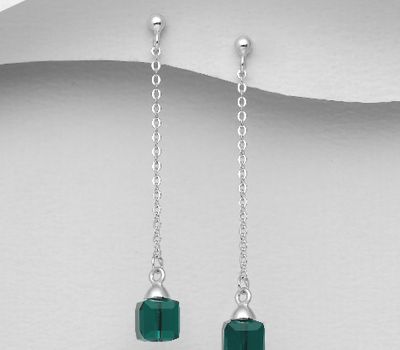 Şəkli böyütmək üçün tiklayın Sparkle by 7K - 925 Sterling Silver Push-Back Earrings Decorated with Fine Austrian Crystal