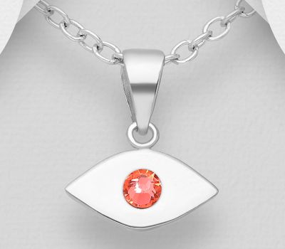 Sparkle by 7K - 925 Sterling Silver Eye Pendant, Decorated with Various Fine Austrian Crystal