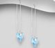 Sparkle by 7K - 925 Sterling Silver Heart Threader Earrings Decorated with Fine Austrian Crystals