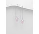 Sparkle by 7K - 925 Sterling Silver Heart Threader Earrings Decorated with Fine Austrian Crystals