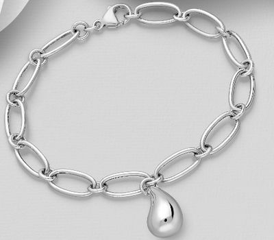SHINE ON by 7K - 925 Sterling Silver Bracelet Featuring Droplet Charm