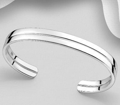 SHINE ON by 7K - 925 Sterling Silver Cuff Bracelet, 8 mm Wide