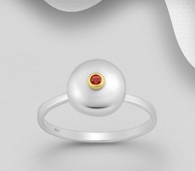 Şəkli böyütmək üçün tiklayın ADIORE JEWELS - 925 Sterling Silver Ring, Decorated with Orange Sapphire, Plated with 3 Micron 22K Yellow Gold and White Rhodium