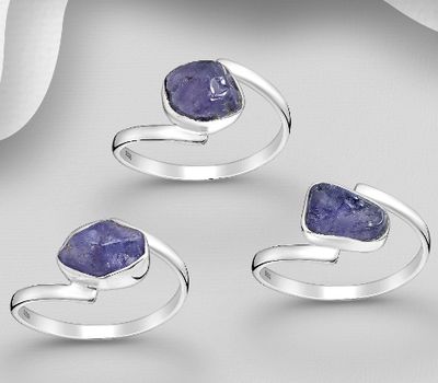 Şəkli böyütmək üçün tiklayın JEWELLED - 925 Sterling Silver Ring, Decorated with Tanzanite. Handmade. Design, Shape and Size Will Vary.
