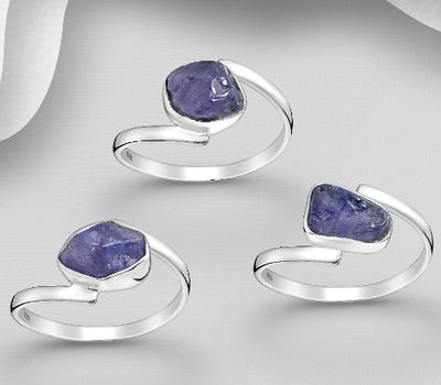 JEWELLED - 925 Sterling Silver Ring, Decorated with Tanzanite. Handmade. Design, Shape and Size Will Vary.