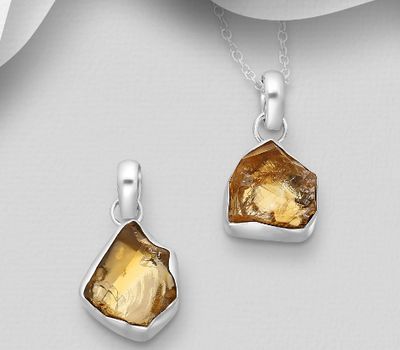 Şəkli böyütmək üçün tiklayın JEWELLED - 925 Sterling Silver Pendant Decorated with Citrine. Handmade. Design, Shape and Size Will Vary.