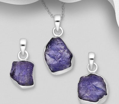 JEWELLED - 925 Sterling Silver Pendant, Decorated with Amethyst. Handmade. Design, Shape and Size Will Vary.
