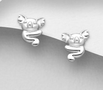 925 Sterling Silver Koala Push-Back Earrings