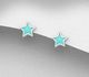 925 Sterling Silver Star Push-Back Earrings Decorated with Colored Enamel