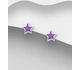 925 Sterling Silver Star Push-Back Earrings Decorated with Colored Enamel