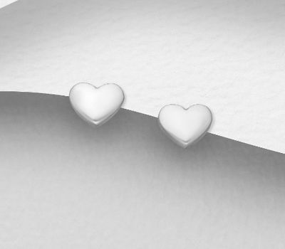 Şəkli böyütmək üçün tiklayın 925 Sterling Silver Heart Push-Back Earrings