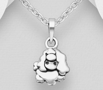 925 Sterling Silver Oxidized Dog Pendant