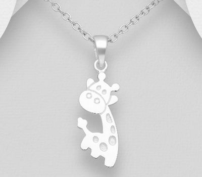 925 Sterling Silver Giraffe Pendant, Plating WithPure Silver And E-Coat