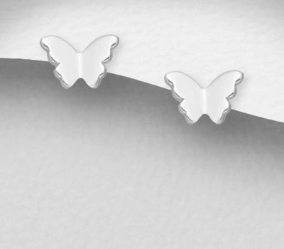 925 Sterling Silver Butterfly Push-Back Earrings