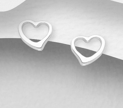 Şəkli böyütmək üçün tiklayın 925 Sterling Silver Heart Push-Back Earrings