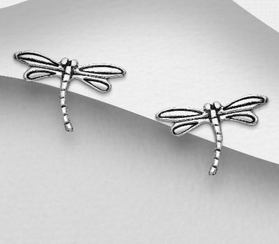 925 Sterling Silver Dragonfly Push-Back Earrings