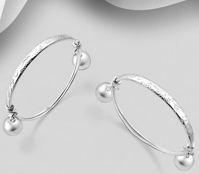 925 Sterling Silver Baby Bangle Featuring Ball Charm
