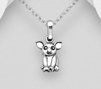 925 Sterling Silver Oxidized Koala Pendant