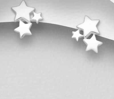 925 Sterling Silver Star Push-Back Earrings