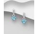 925 Sterling Silver Heart Push-Back Earrings Decorated With Crystal Glass