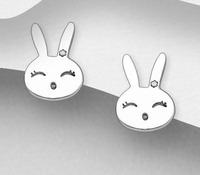 Bunny rabbit studs made from sterling silver.