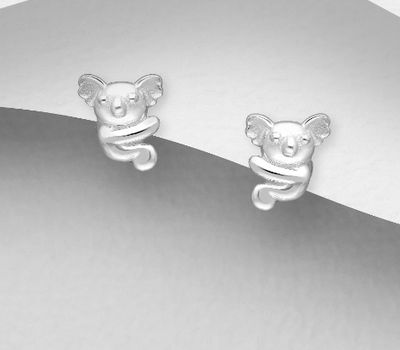 Şəkli böyütmək üçün tiklayın 925 Sterling Silver Koala Push-Back Earrings