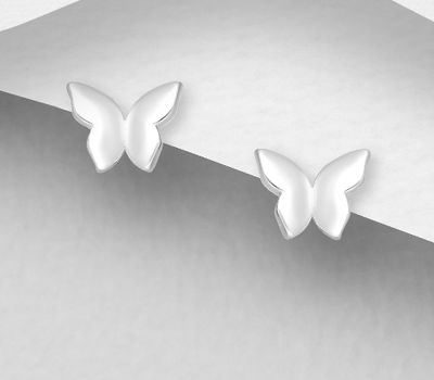 925 Sterling Silver Butterfly Push-Back Earrings