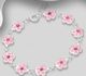 925 Sterling Silver Flower Bracelet Decorated With Colored Enamel and Crystal Glass