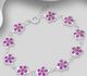 925 Sterling Silver Flower Bracelet Decorated With Colored Enamel and Crystal Glass