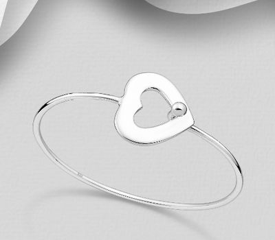 Şəkli böyütmək üçün tiklayın 925 Sterling Silver Heart Bangle