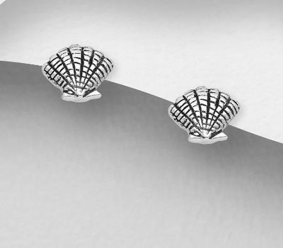 Şəkli böyütmək üçün tiklayın 925 Sterling Silver Shell Push-Back Earrings