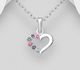 925 Sterling Silver Heart Pendant, Decorated with Colorful Crystal Glass