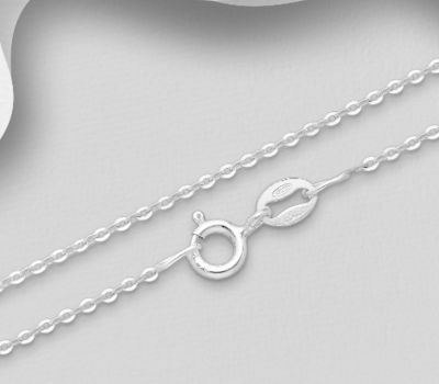 ITALIAN DELIGHT - 925 Sterling Silver Cable Chain, 1.3 mm Wide, Made in Italy.