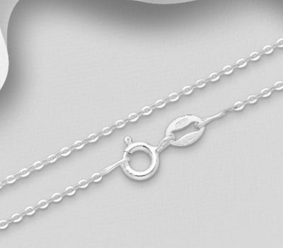 Şəkli böyütmək üçün tiklayın ITALIAN DELIGHT - 925 Sterling Silver Cable Chain, 1.3 mm Wide, Made in Italy.