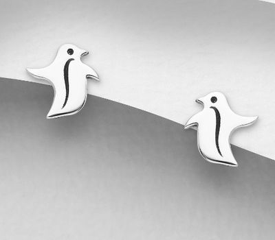 Malın səhifəsinə keç 925 Sterling Silver Oxidized Penguin Push-Back Earrings