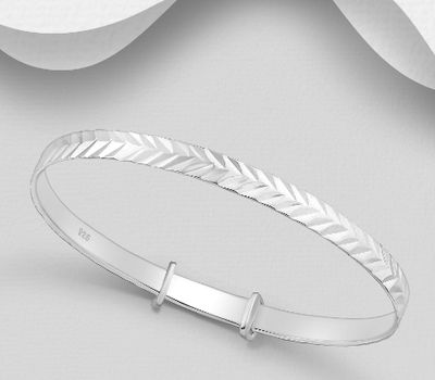 Şəkli böyütmək üçün tiklayın 925 Sterling Silver Textured Bangle