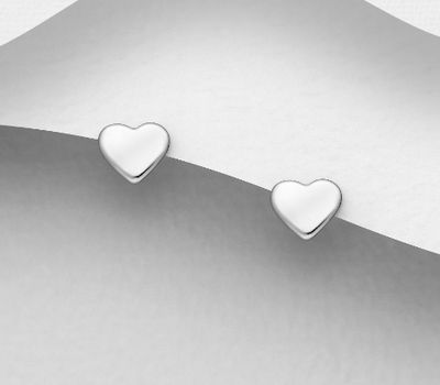 Şəkli böyütmək üçün tiklayın 925 Sterling Silver Heart Push-Back Earrings