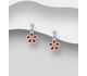 925 Sterling Silver Flower Push-Back Earrings Decorated With Colored Enamel