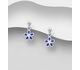 925 Sterling Silver Flower Push-Back Earrings Decorated With Colored Enamel