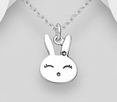 Sterling silver bunny rabbit pendant.