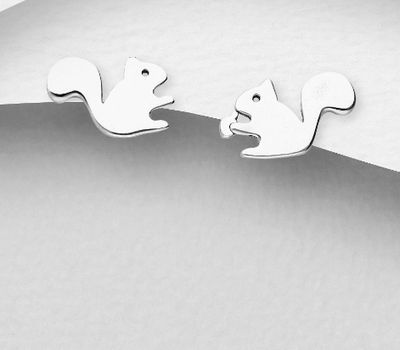Şəkli böyütmək üçün tiklayın 925 Sterling Silver Oxidized Squirrel Push-Back Earrings
