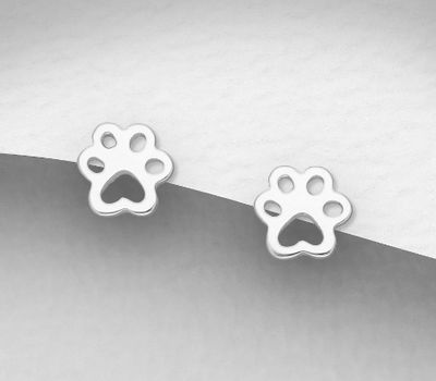 925 Sterling Silver Paw Push-Back Earrings