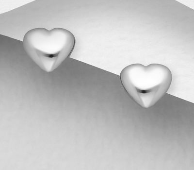 Şəkli böyütmək üçün tiklayın 925 Sterling Silver Heart Push-Back Earrings