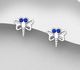 925 Sterling Silver Dragonfly Push-Back Earrings, Decorated with Crystal Glass