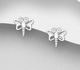 925 Sterling Silver Dragonfly Push-Back Earrings, Decorated with Crystal Glass