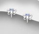 925 Sterling Silver Dragonfly Push-Back Earrings, Decorated with Crystal Glass