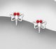 925 Sterling Silver Dragonfly Push-Back Earrings, Decorated with Crystal Glass