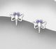 925 Sterling Silver Dragonfly Push-Back Earrings, Decorated with Crystal Glass