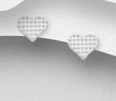 Şəkli böyütmək üçün tiklayın 925 Sterling Silver Heart Push-Back Earrings