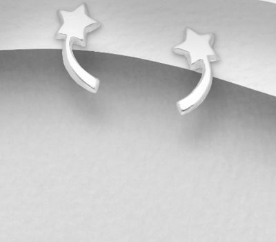 Şəkli böyütmək üçün tiklayın 925 Sterling Silver Shooting Star Push-Back Earrings